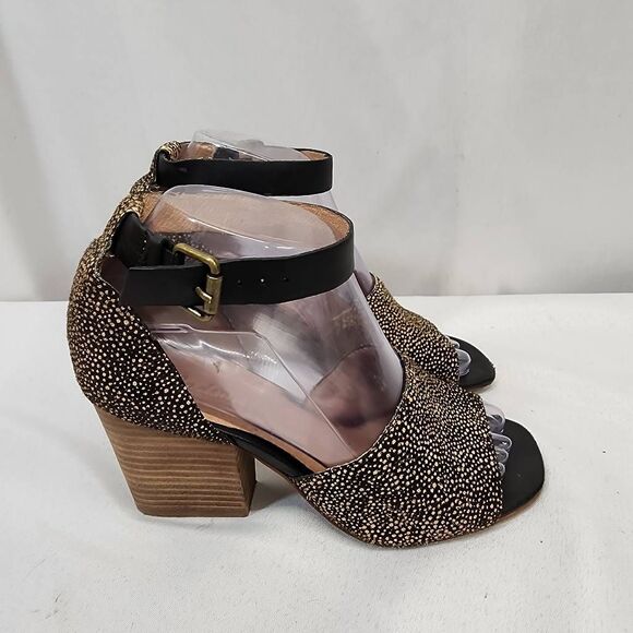 MADEWELL Alena Sandal Heels In Dotted Calf Hair Size 6 - Picture 2 of 10